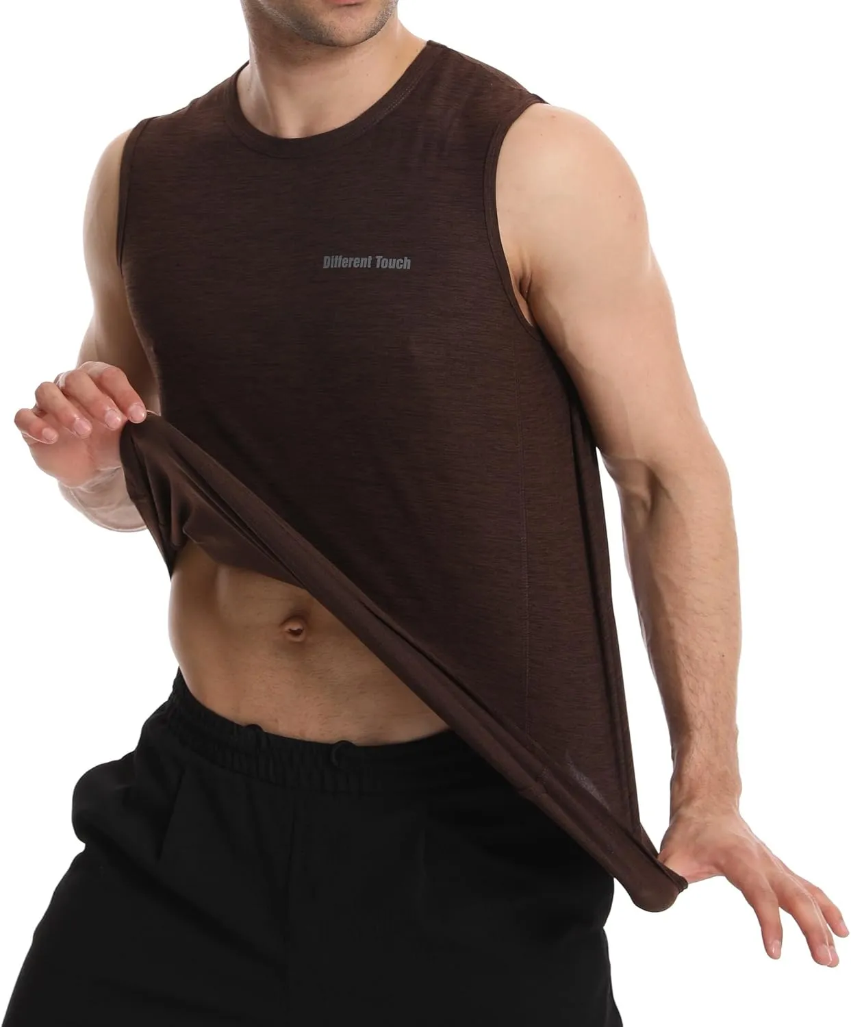 Different Touch Mens Active Gym Workout Sleeveless Shirt Quick Dry Crew Neck Muscle Tank Top