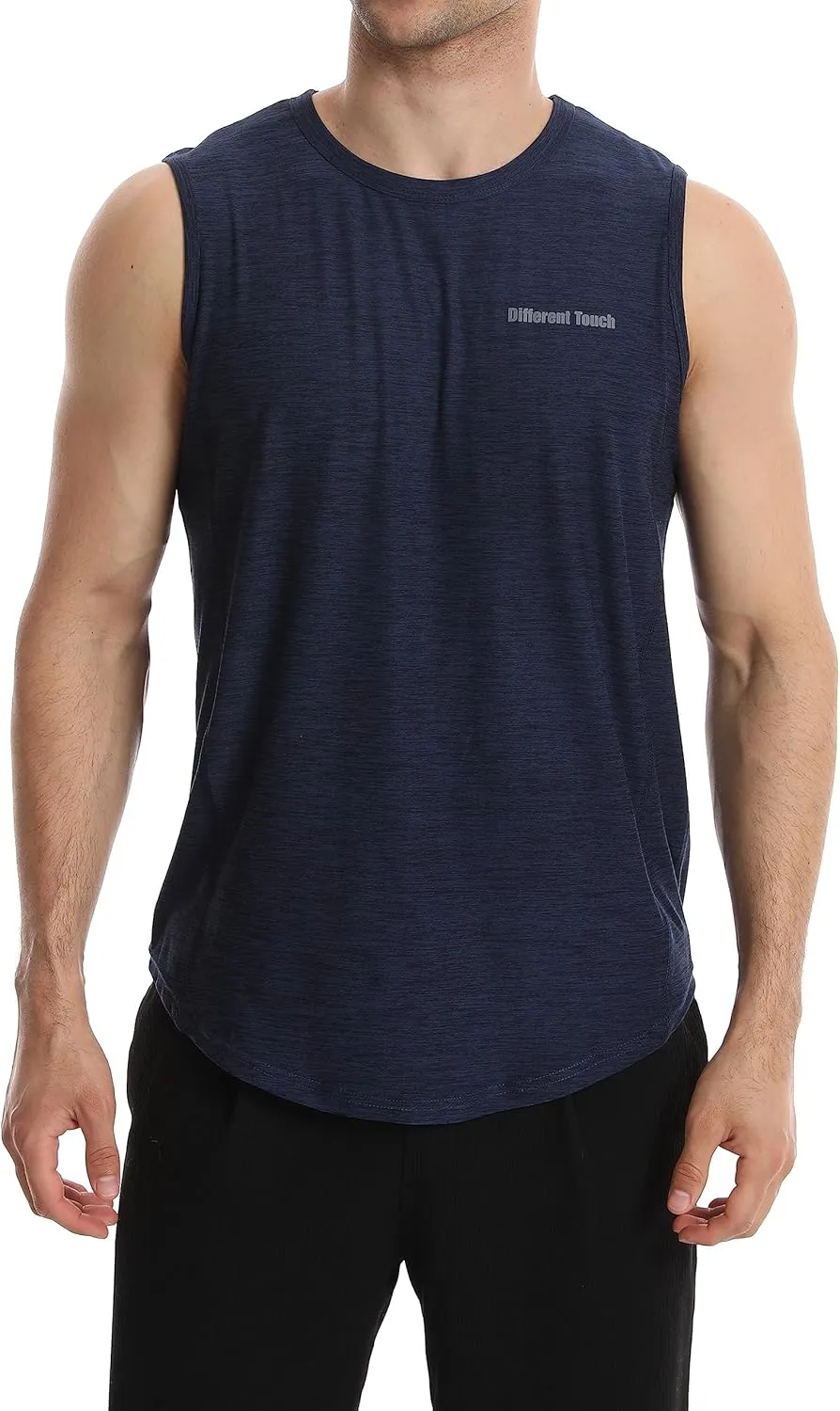 Different Touch Mens Active Gym Workout Sleeveless Shirt Quick Dry Crew Neck Muscle Tank Top