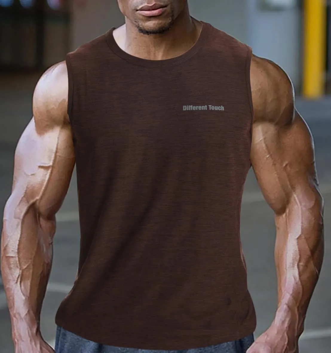 Different Touch Mens Active Gym Workout Sleeveless Shirt Quick Dry Crew Neck Muscle Tank Top