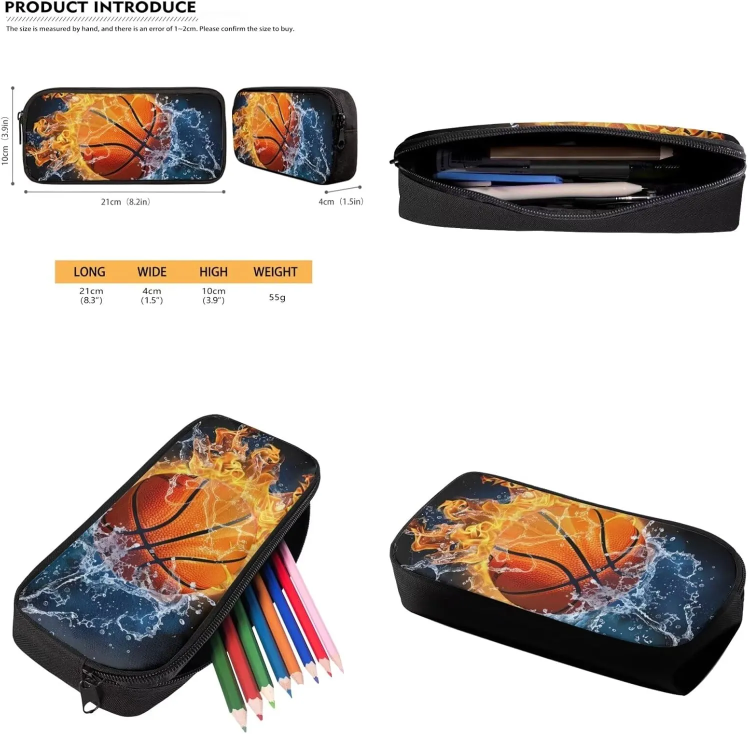 doginthehole Water and Fire Basketball Backpack for Boys 8-12 Cool Boys School Bag with Lunch Bag 3 Piece Kids Book Bags for Boys Elementary Middle School Casual Hiking Daypacks