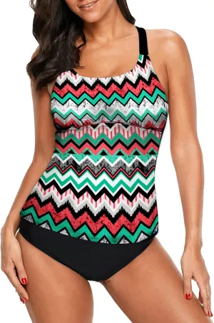 Dokotoo Womens 2024 Summer Striped Print Racerback Tankini Swim Top No Bottom (S-XXXL)