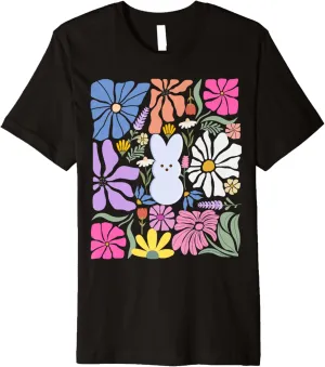 Easter Floral Bunny Boho Retro Flowers and Rabbit Premium T-Shirt