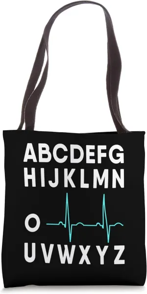 EKG Alphabet Heartbeat Line Doctor Cardiology Nurse PKRST Tote Bag
