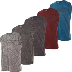 Essential Elements Boys Active Shirt - Quick-Dry Athletic Workout Training Stretch Crew Neck Muscle Tank Top 5 Pack