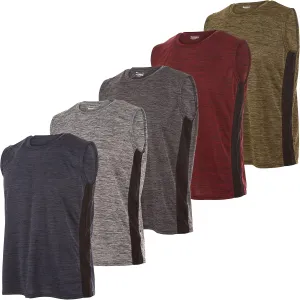 Essential Elements Boys Active Shirt - Quick-Dry Athletic Workout Training Stretch Crew Neck Muscle Tank Top 5 Pack