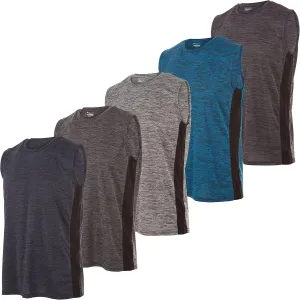 Essential Elements Boys Active Shirt - Quick-Dry Athletic Workout Training Stretch Crew Neck Muscle Tank Top 5 Pack