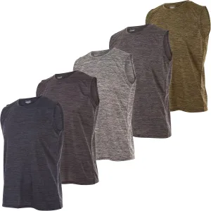 Essential Elements Boys Active Shirt - Quick-Dry Athletic Workout Training Stretch Crew Neck Muscle Tank Top 5 Pack