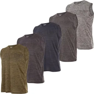 Essential Elements Boys Active Shirt - Quick-Dry Athletic Workout Training Stretch Crew Neck Muscle Tank Top 5 Pack