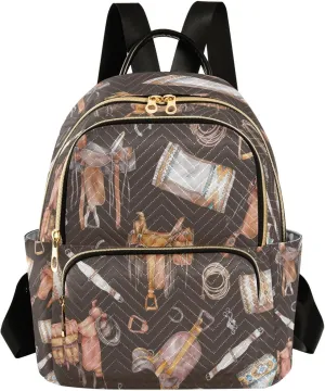 Exnundod Small Backpack for Women Western Style Saddle Pattern Backpack Purse Travel Daypack Lightweight Backpack,
