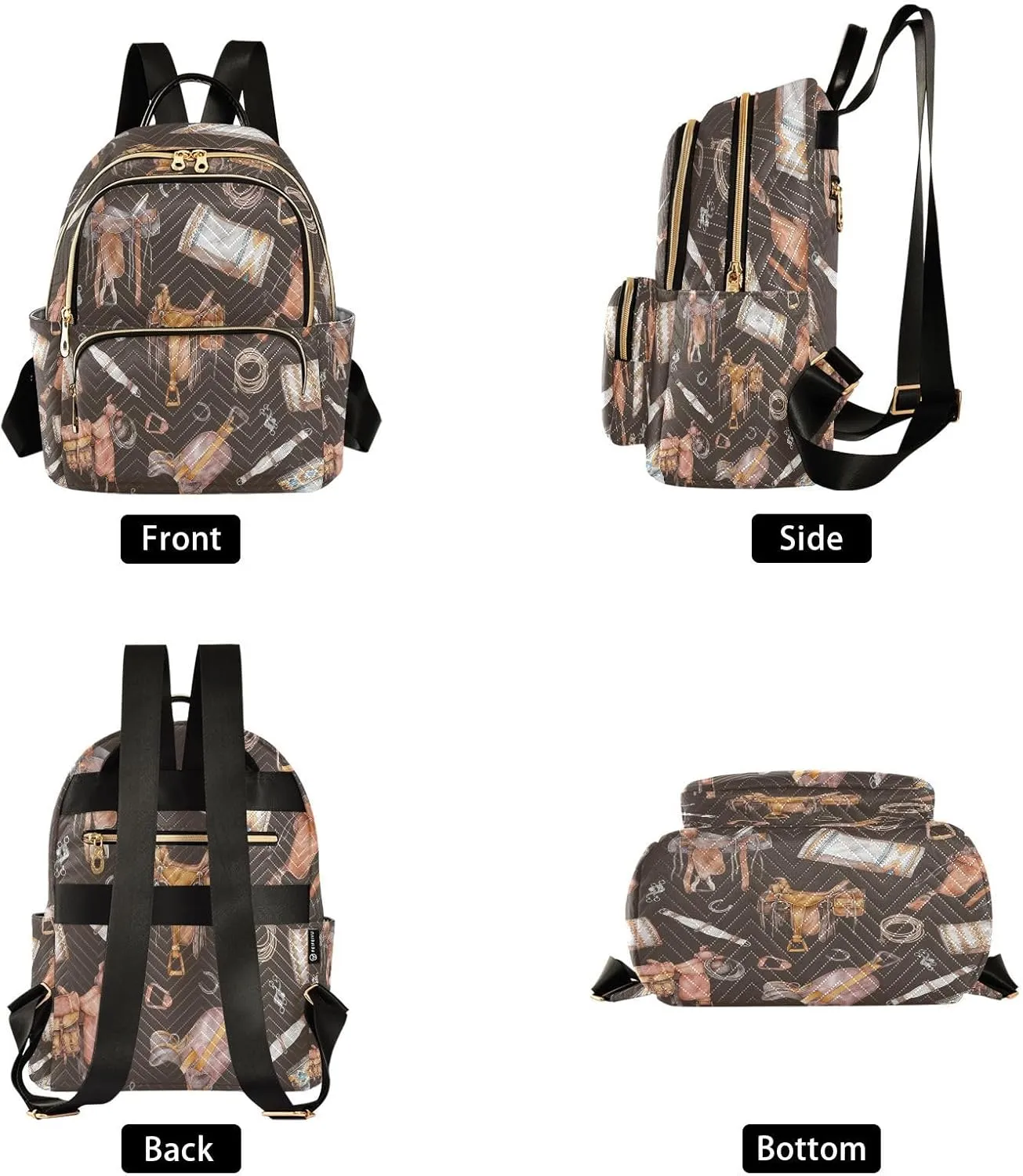 Exnundod Small Backpack for Women Western Style Saddle Pattern Backpack Purse Travel Daypack Lightweight Backpack,