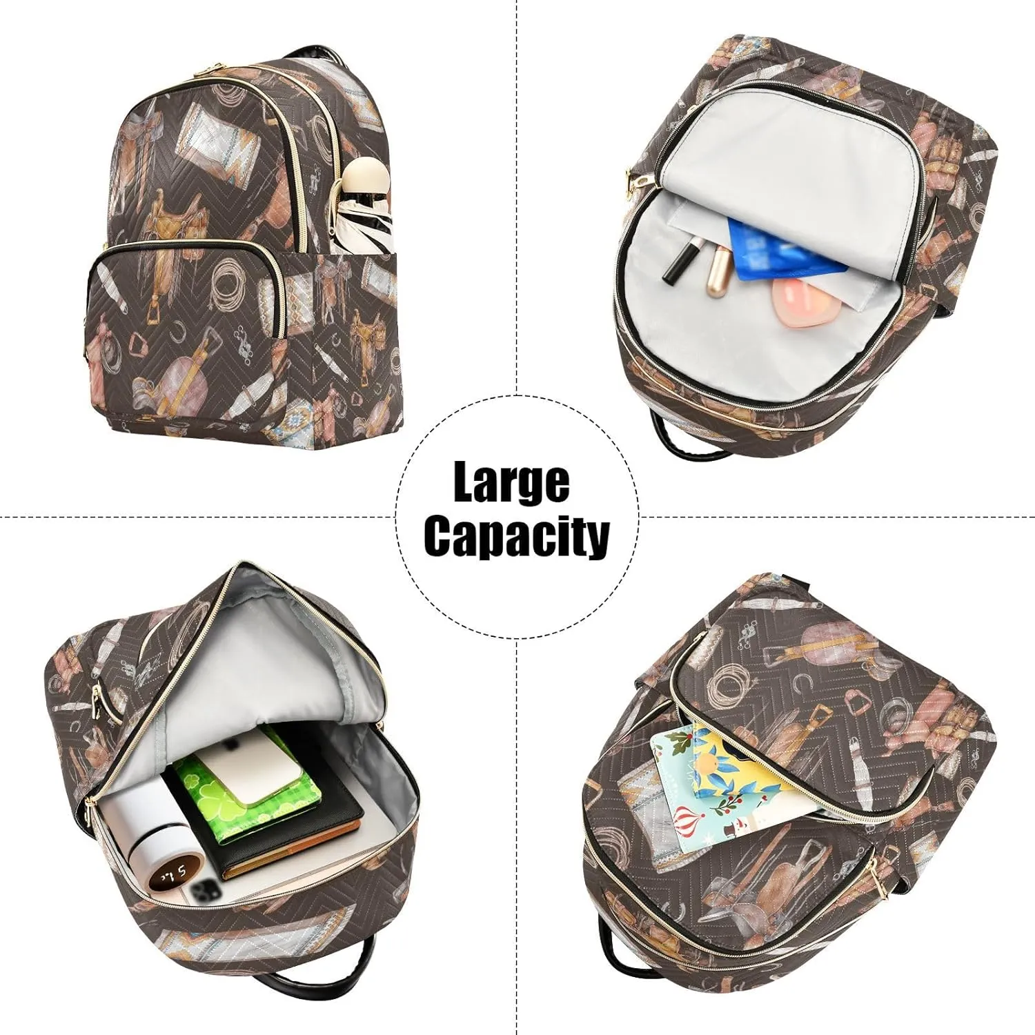 Exnundod Small Backpack for Women Western Style Saddle Pattern Backpack Purse Travel Daypack Lightweight Backpack,