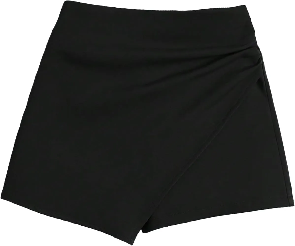 Floerns Women's Casual Asymmetrical Hem High Waist Skorts Shorts
