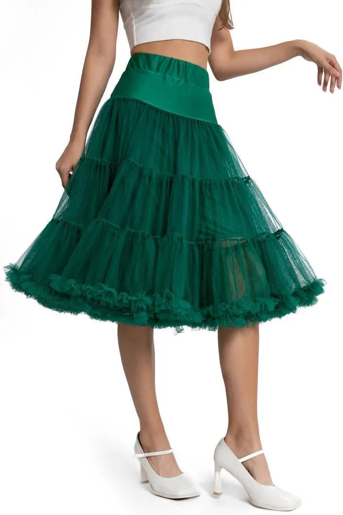 Fluffy Net Petticoat 25.5 Inches In Emerald Green