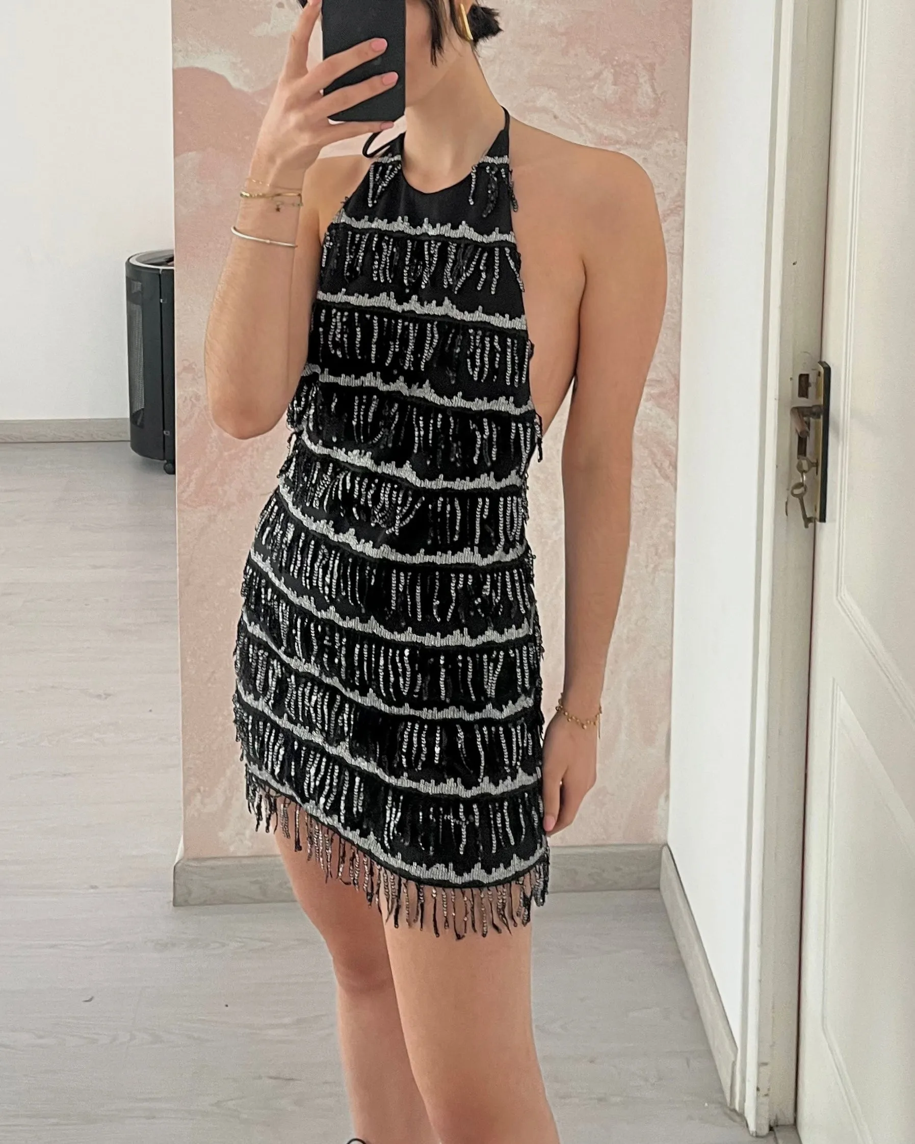 Fringe Sequins Mini Dress