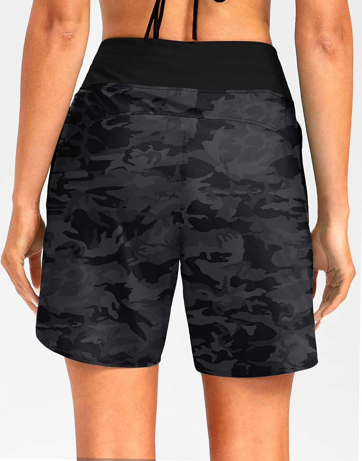 G Gradual Women's 7" Quick Dry High Waisted Swim Board Shorts with Zipper Pockets UPF 50  Beach Shorts for Women with Liner