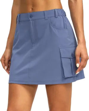 G Gradual Women's Skort 5 Pockets Cargo Skirt Golf Skirts Skorts for Women Casual Summer Hiking, Stone Blue, XX-Large