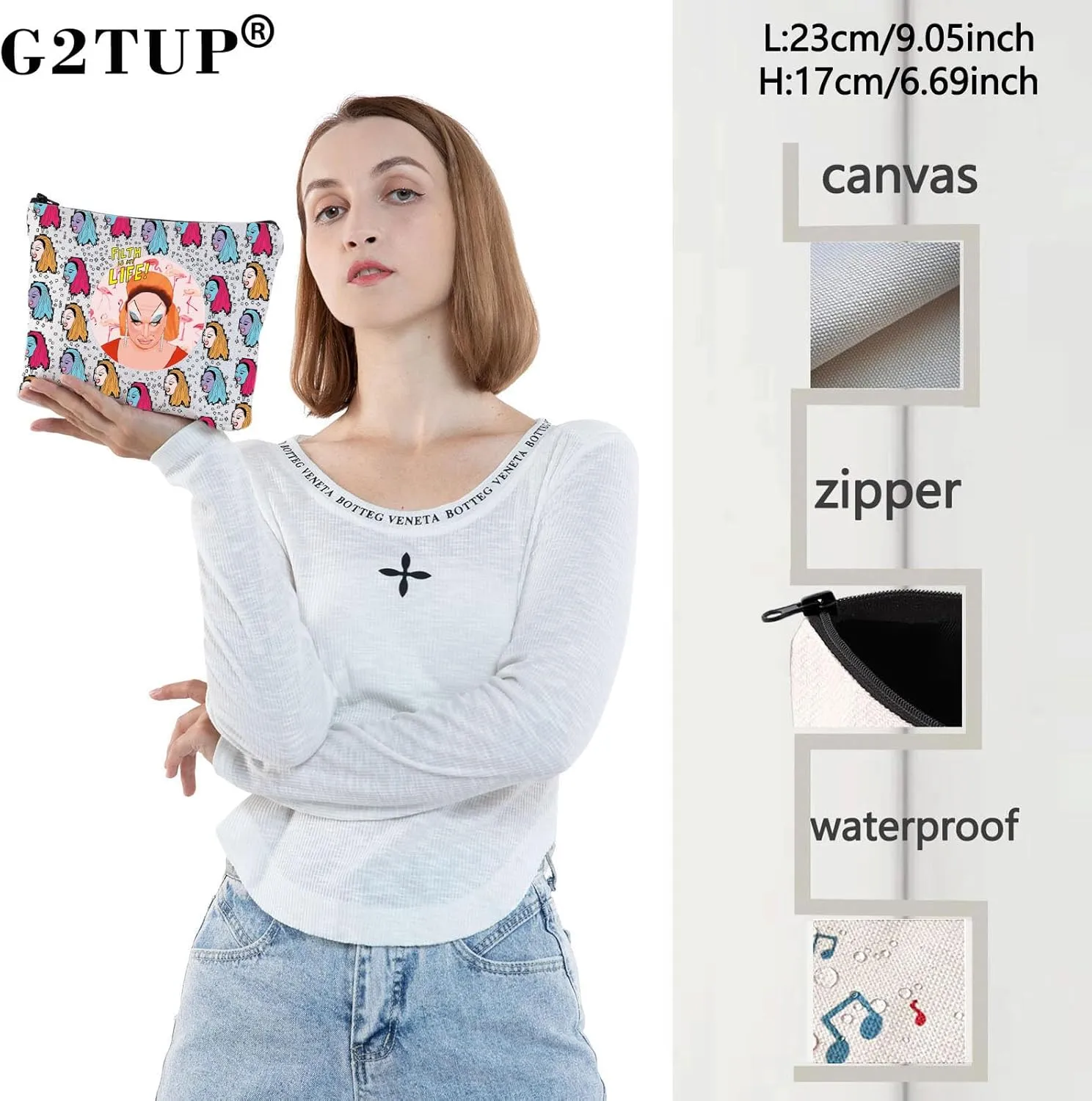 G2TUP Babs Johnson Makeup Bag Divine Inspire Gift Filth is My Life Canvas Zipper Pouch Cotton & Connie Merch (Filth is My New)