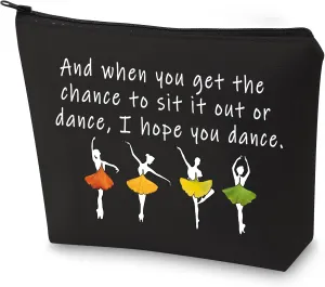 G2TUP Ballet Girl Make Up Cosmetic Bag Dancer Gifts for Women Girls Motivational Quote Gift for Dance Team (black)