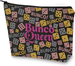 G2TUP Bunco Game Night Cosmetic Bag Bunco Bag Bunco Queen Makeup Bag Bunco Dice Gamer Gift (Bunco Q Black New)