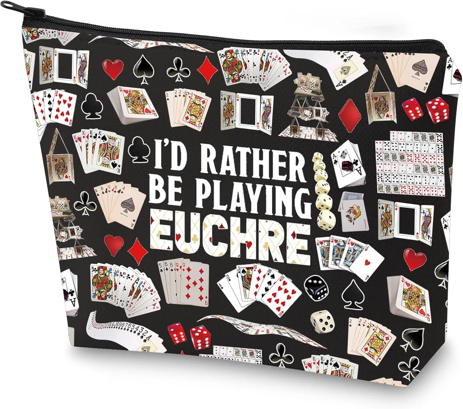 G2TUP Euchre Player Makeup Bag Euchre Game Bag I'd Rather be Playing Euchre Card Game Gift Pouch (Playing Euchre New)