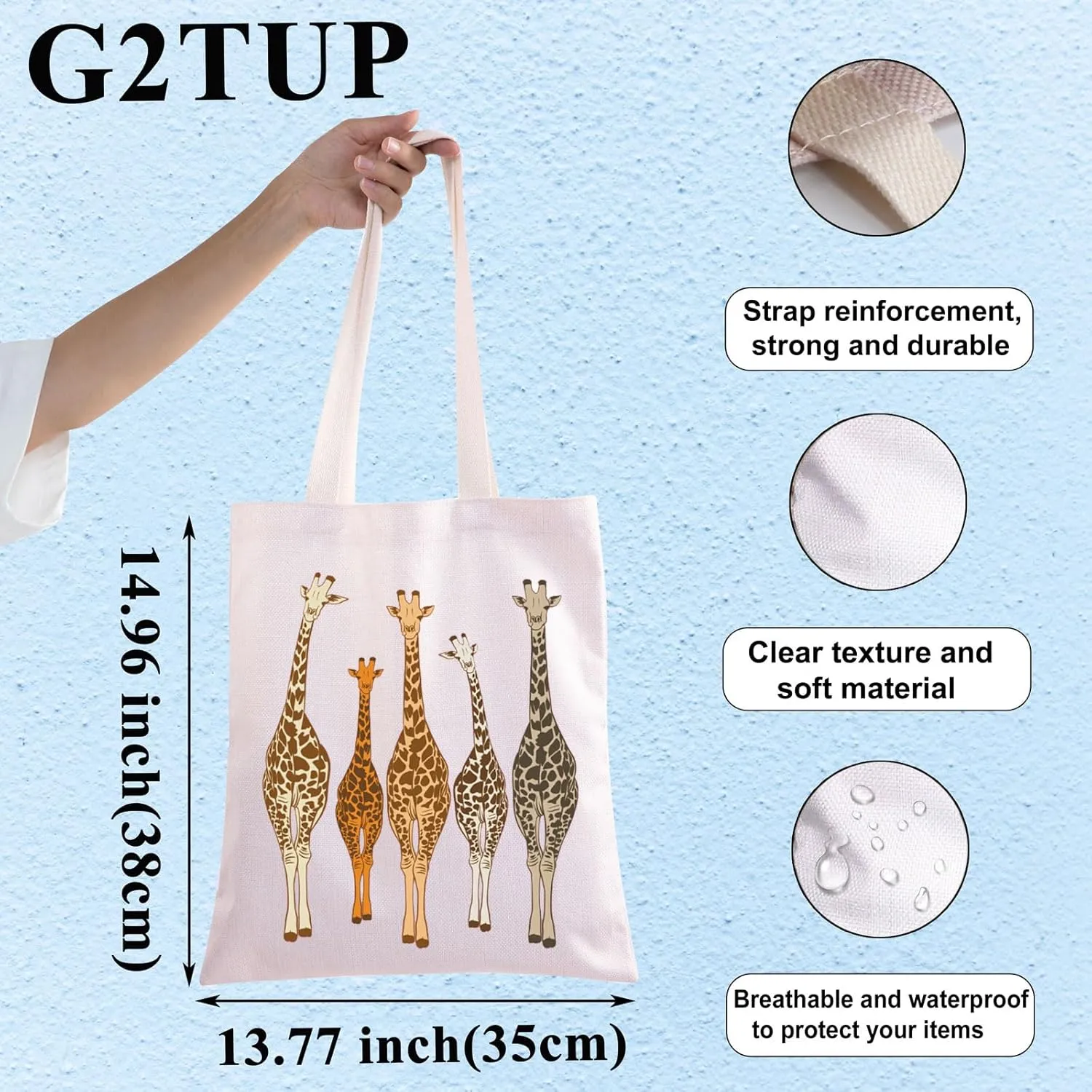 G2TUP Giraffe Tote Bag Giraffe Lovers Reusable Grocery Bag Giraffe Animal Birthday Gift