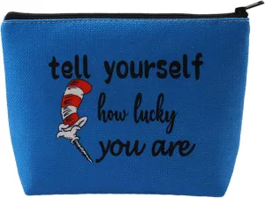 G2TUP Musical Inspired Cosmetic Bag Theatre Lover Gift Tell Yourself How Lucky You Are Hat Makeup Bag Musical Merch (Tell Yourself)