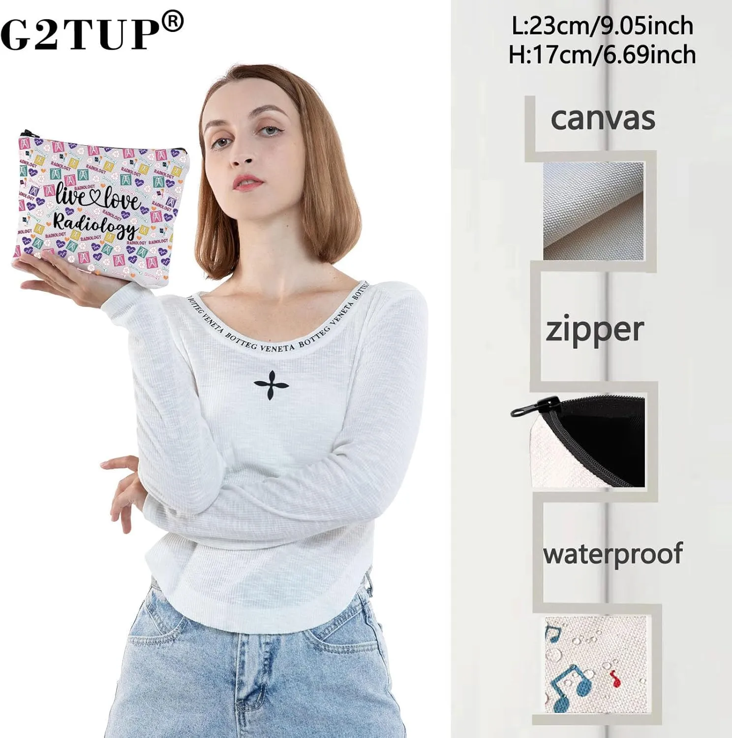 G2TUP Radiologic Technologists Gift X-Ray Tech Cosmetic Makeup Bag Live Love Radiology Radiographer Organizer (Radiology New)
