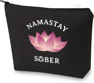 G2TUP Sober Gifts for Women Sober NA AA Sobriety Recovery Makeup Cosmetic Bag 12 Step Recovery Gifts (Sober Black Makeup Bag)