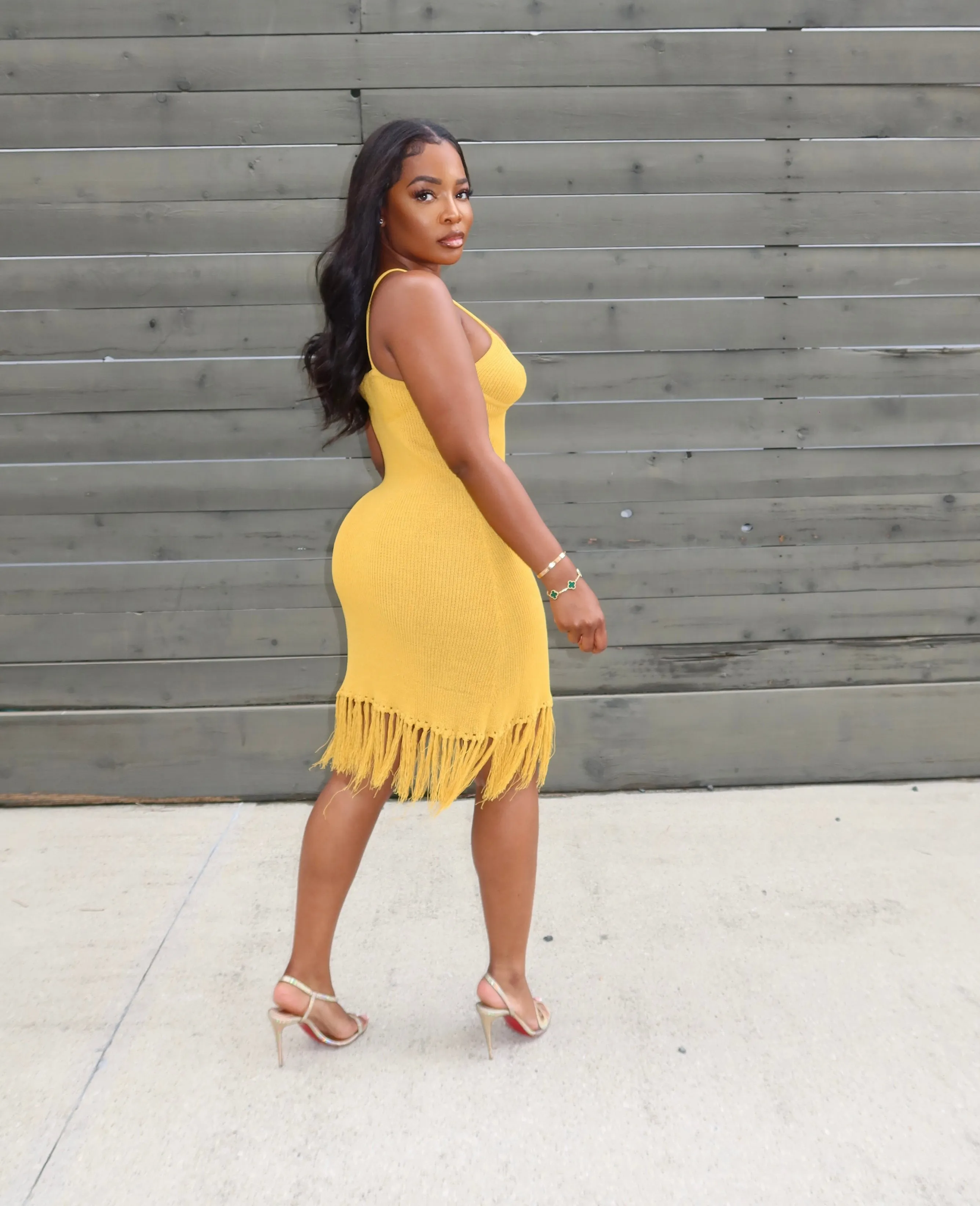 Golden fringe dress