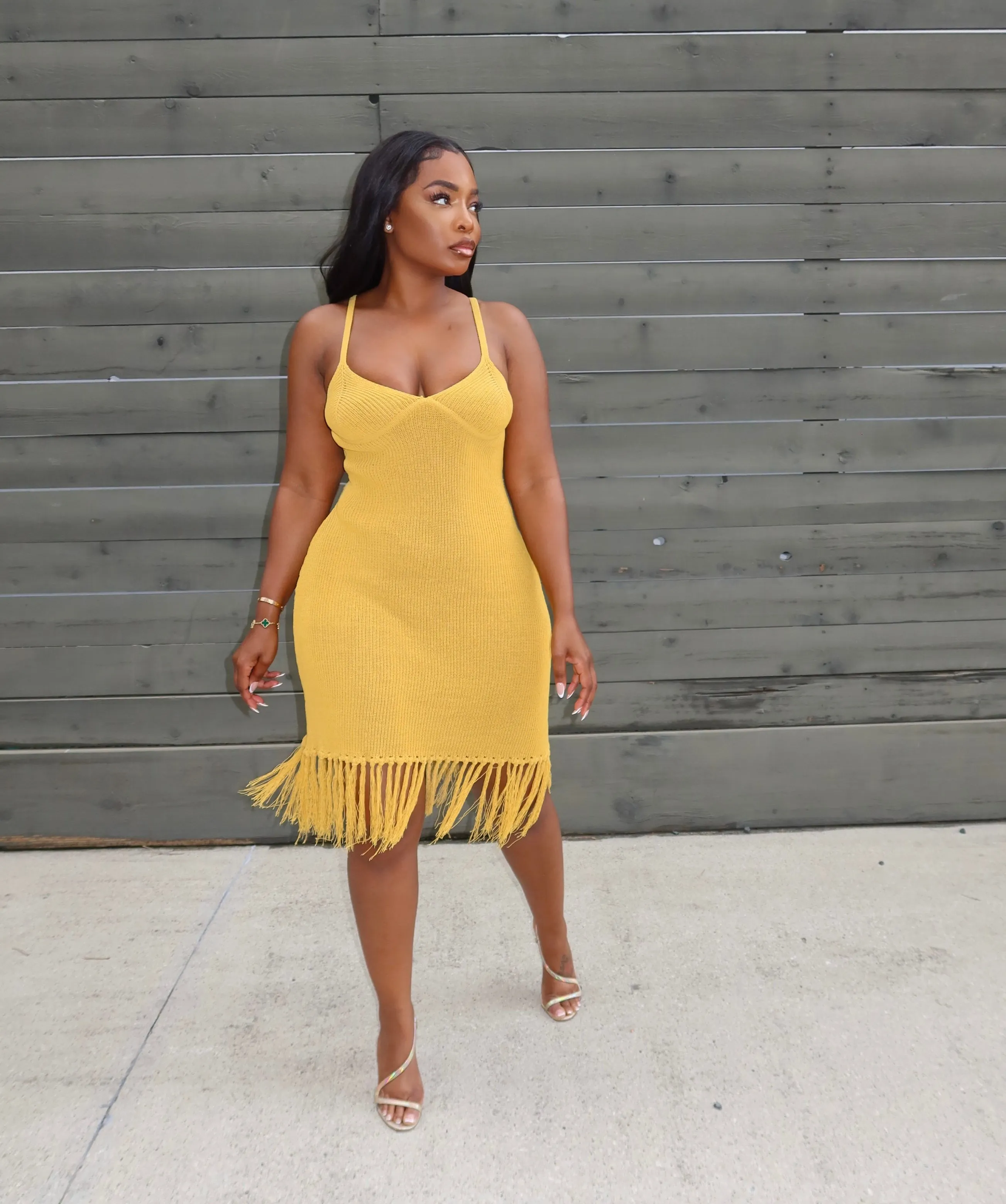 Golden fringe dress