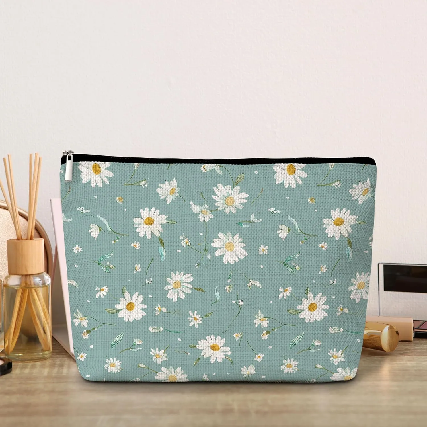 GREOXG Floral Makeup Bag, Small Travel Cosmetic Bag with Zipper, Cute Makeup Pouch Gift Ideas for Women Teen Girls Friends Mom Sisters Teacher Birthday Christmas Wedding Graduation-E21