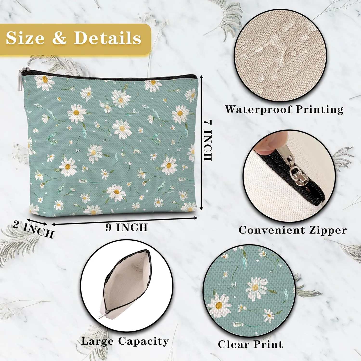 GREOXG Floral Makeup Bag, Small Travel Cosmetic Bag with Zipper, Cute Makeup Pouch Gift Ideas for Women Teen Girls Friends Mom Sisters Teacher Birthday Christmas Wedding Graduation-E21