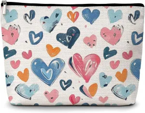 GREOXG Heart Makeup Bag, Small Travel Cosmetic Bag with Zipper, Cute Makeup Pouch Gift Ideas for Women Teen Girls Friends Mom Sisters Teacher Birthday Christmas Wedding Graduation-E24