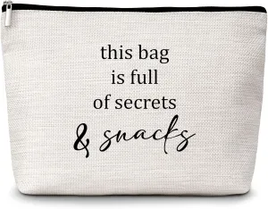 GREOXG This Bag Is Full of Secrets and Snacks Makeup Bag, Small Travel Cosmetic Bag with Zipper, Cute Makeup Pouch Gift Ideas for Women Teen Girls Friends Birthday Christmas Wedding Graduation-E38