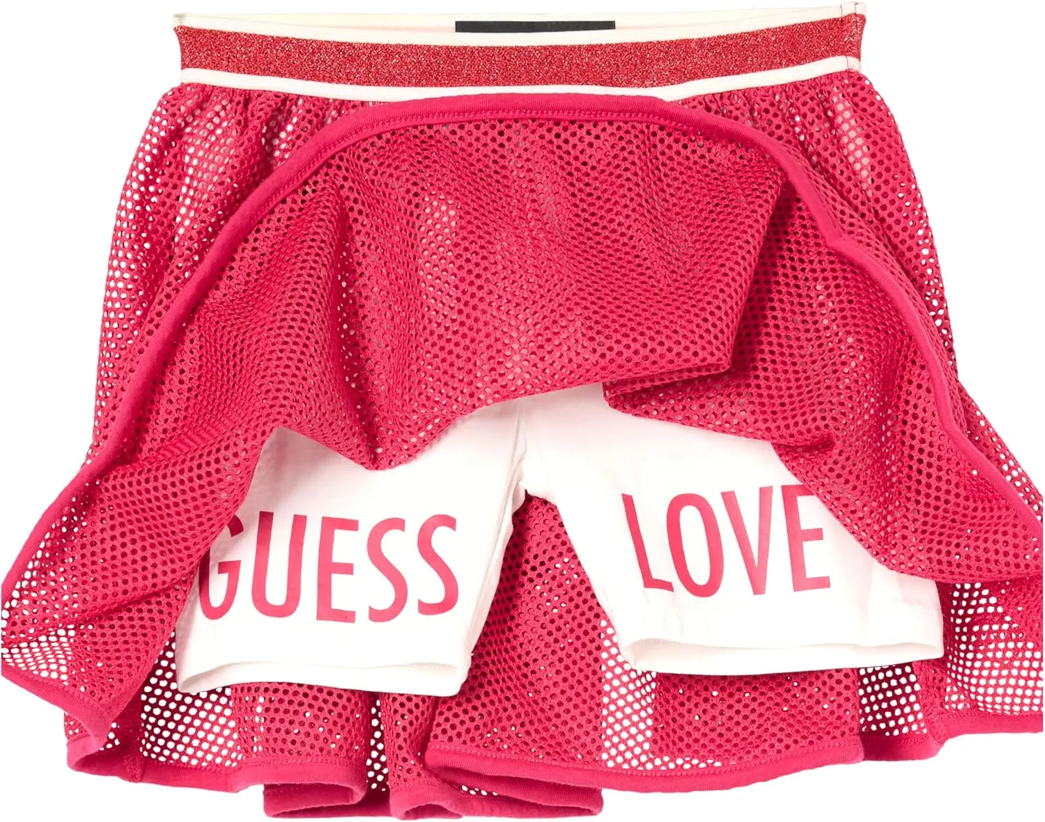 GUESS Girls' Stretch Net Midi Pleated Skirt