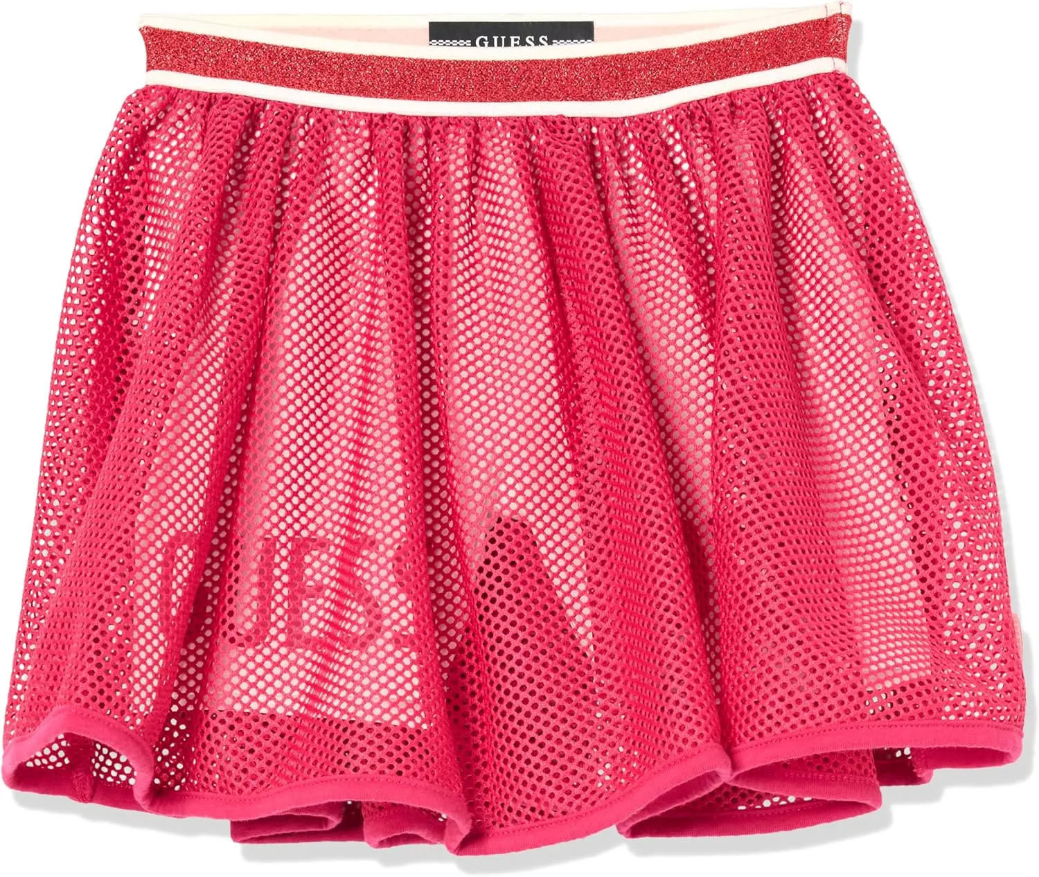 GUESS Girls' Stretch Net Midi Pleated Skirt