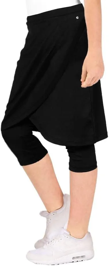 Haloumoning Girls Elastic Waist Knee Length Skirts with Leggings Kids Cute Active Golf Tennis Skorts 4-14 Years