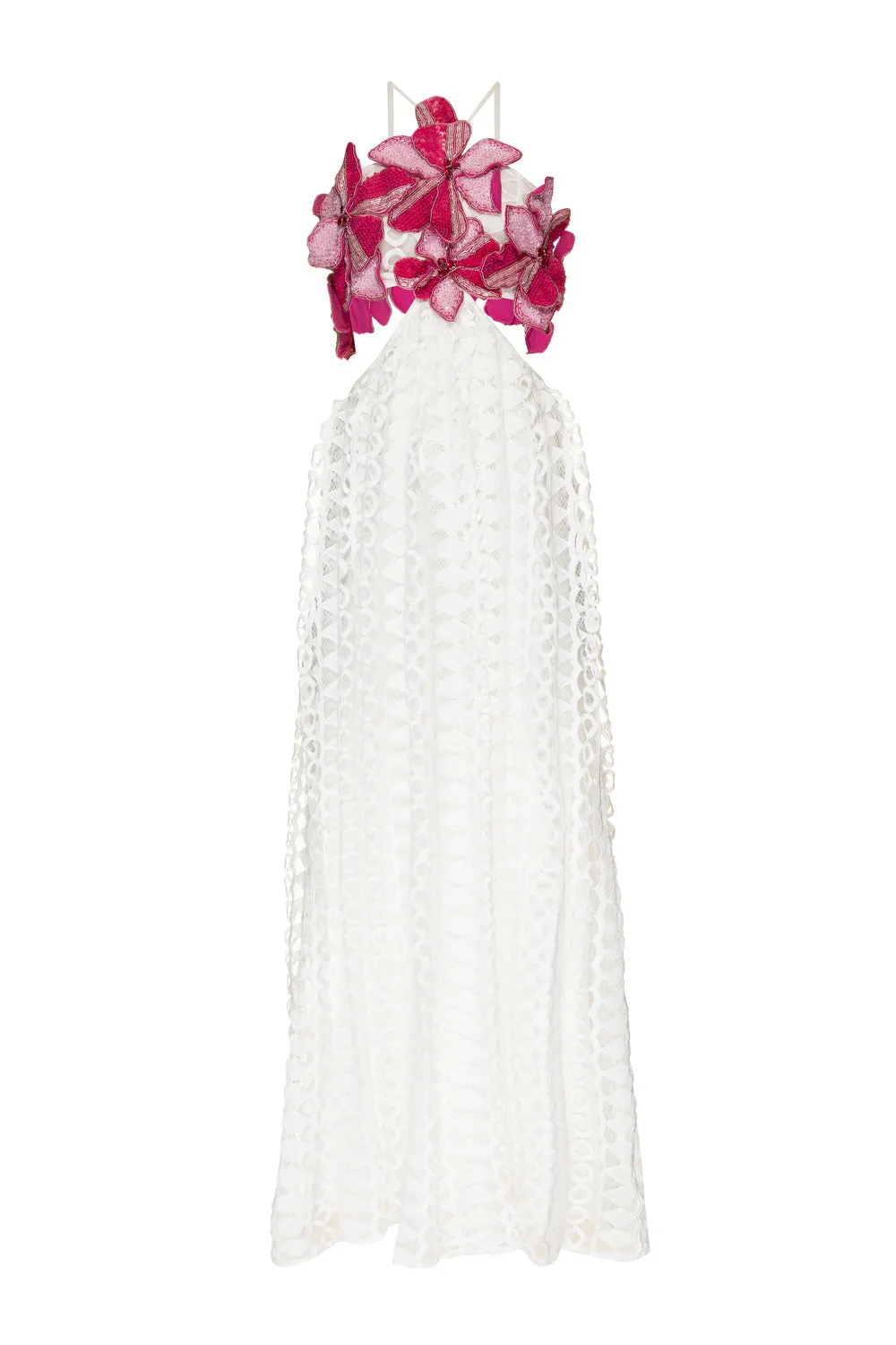 HAND-BEADED EYELET MAXI DRESS