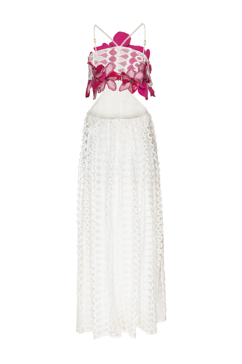 HAND-BEADED EYELET MAXI DRESS