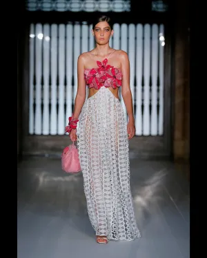 HAND-BEADED EYELET MAXI DRESS
