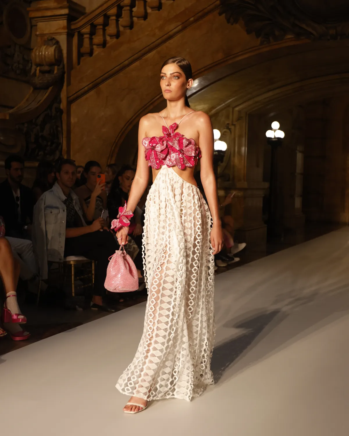 HAND-BEADED EYELET MAXI DRESS