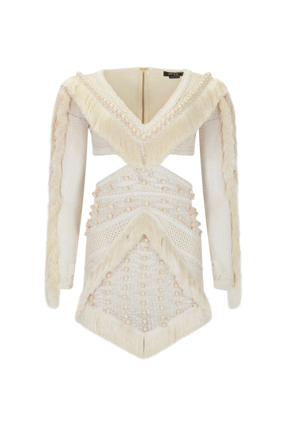 Hand-Beaded Fringe Mini Dress