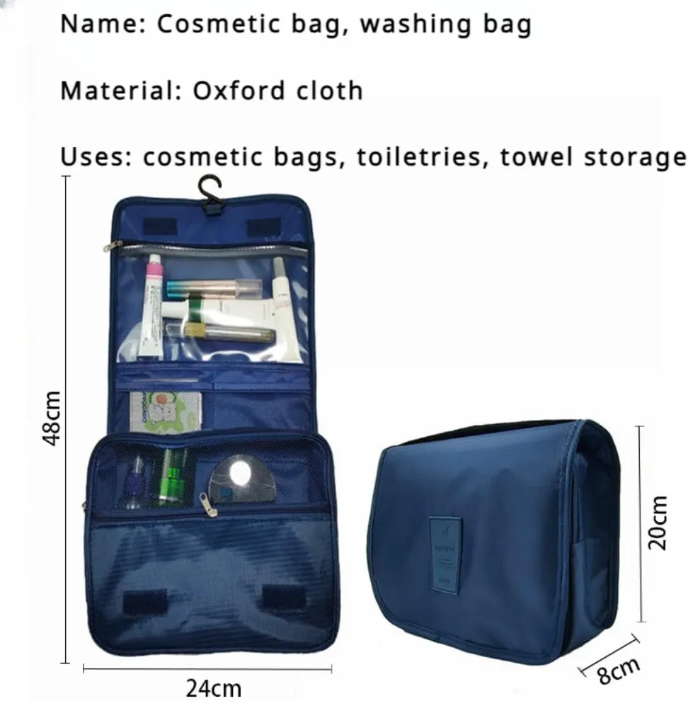 Hanging Toiletry Bag Portable Travel Organizer Carry Cosmetic Makeup Bag, Wash Organizer Storage Pouch Bag (Blue Flower), PP022002