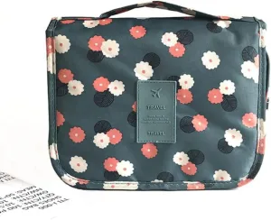 Hanging Toiletry Bag Portable Travel Organizer Carry Cosmetic Makeup Bag, Wash Organizer Storage Pouch Bag (Blue Flower), PP022002