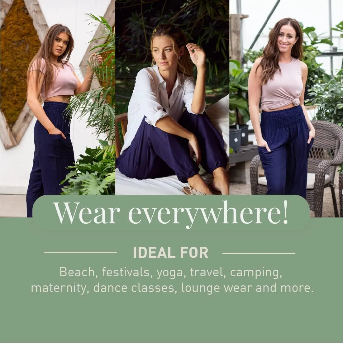 Happy Trunks Harem Pants for Women/Womens Yoga Pants with Pockets (S-XXL) Hippie Clothes/Boho Clothes for Women/Beach Lounge