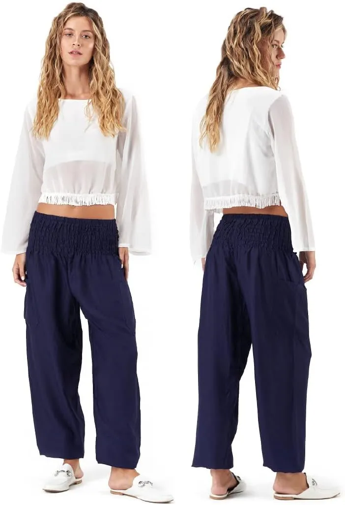 Happy Trunks Harem Pants for Women/Womens Yoga Pants with Pockets (S-XXL) Hippie Clothes/Boho Clothes for Women/Beach Lounge