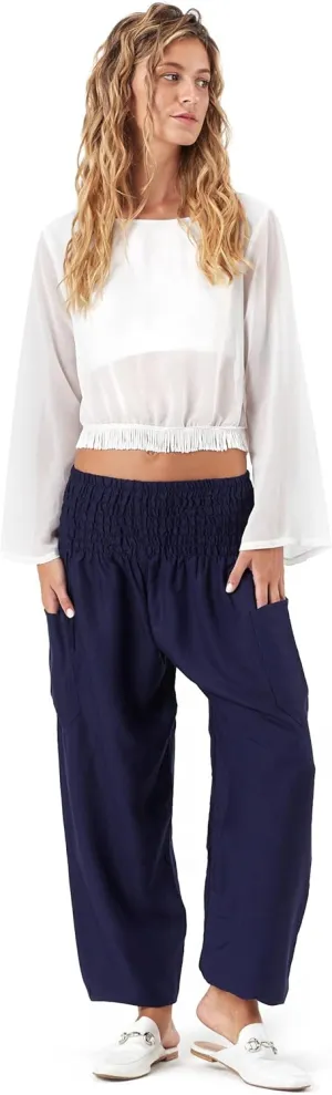 Happy Trunks Harem Pants for Women/Womens Yoga Pants with Pockets (S-XXL) Hippie Clothes/Boho Clothes for Women/Beach Lounge