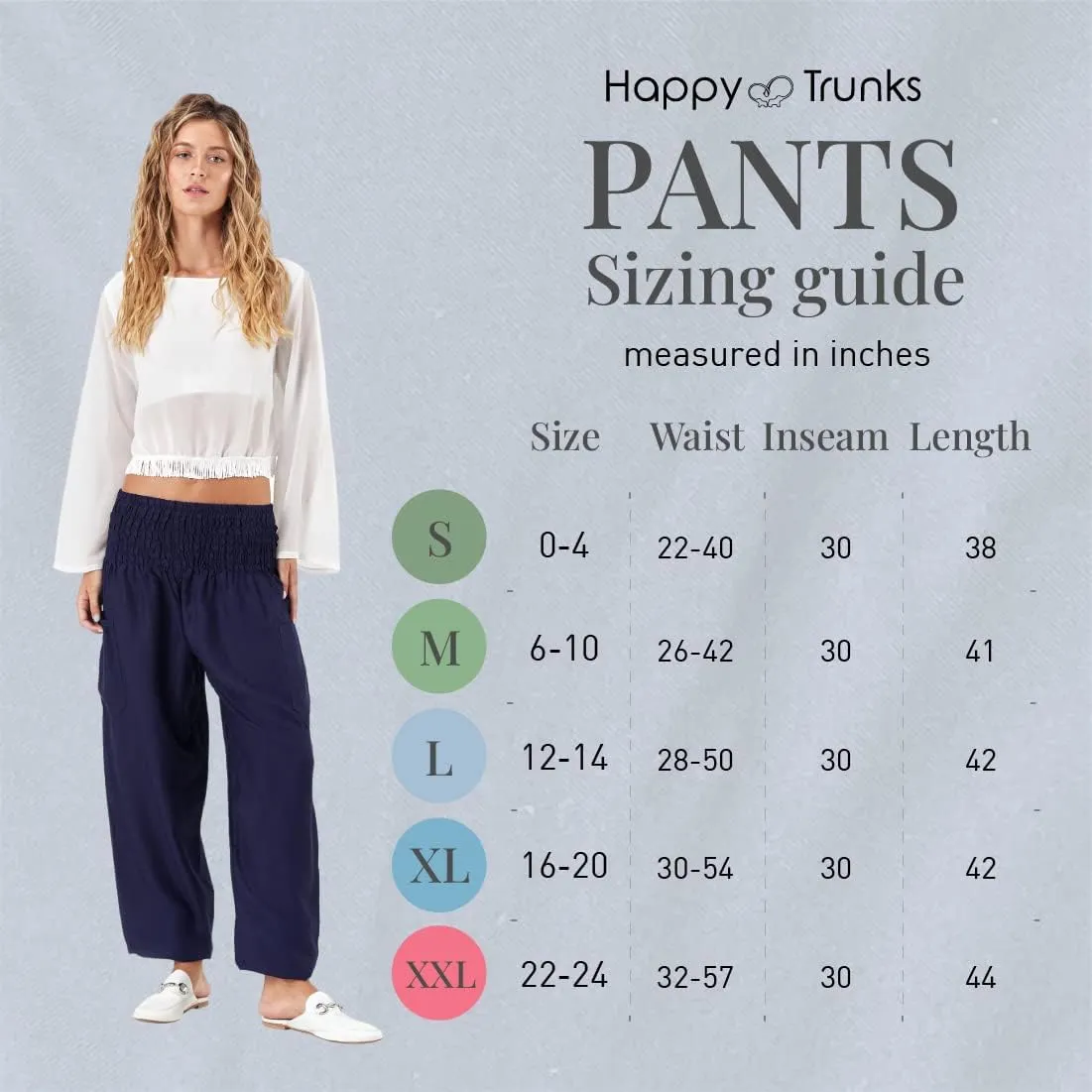 Happy Trunks Harem Pants for Women/Womens Yoga Pants with Pockets (S-XXL) Hippie Clothes/Boho Clothes for Women/Beach Lounge