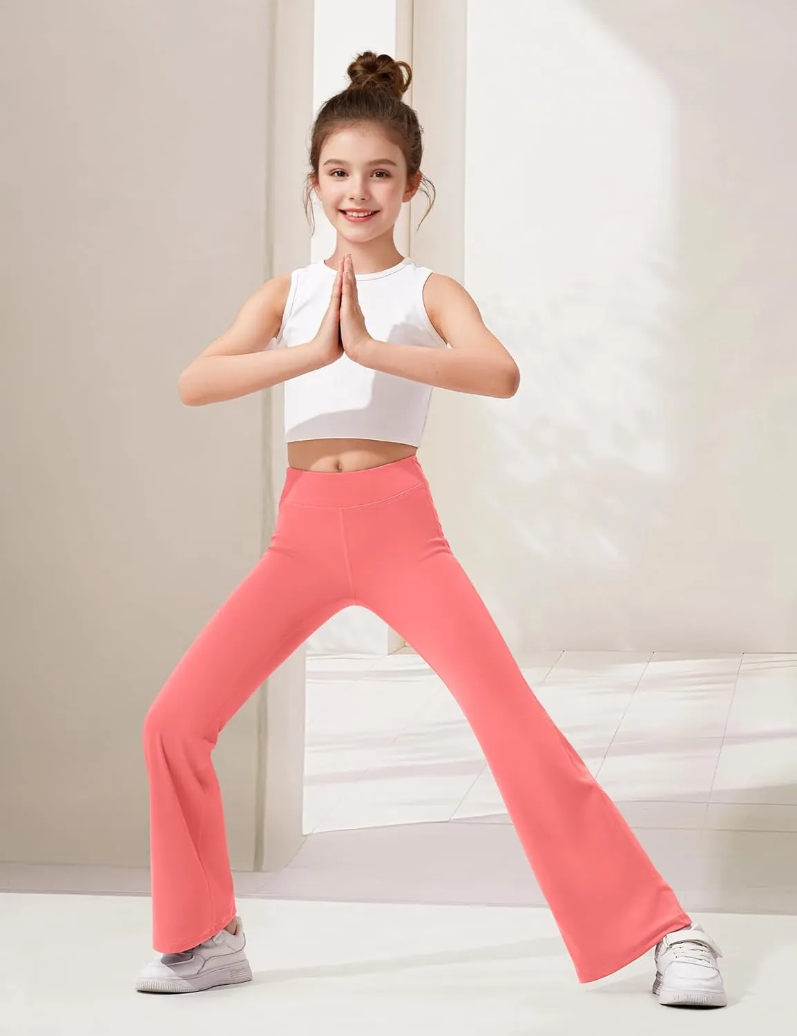 HASMES 3 Pack Girls Flare Leggings Kids Bell Bottom High Waisted Dance Yoga Pants Activewear