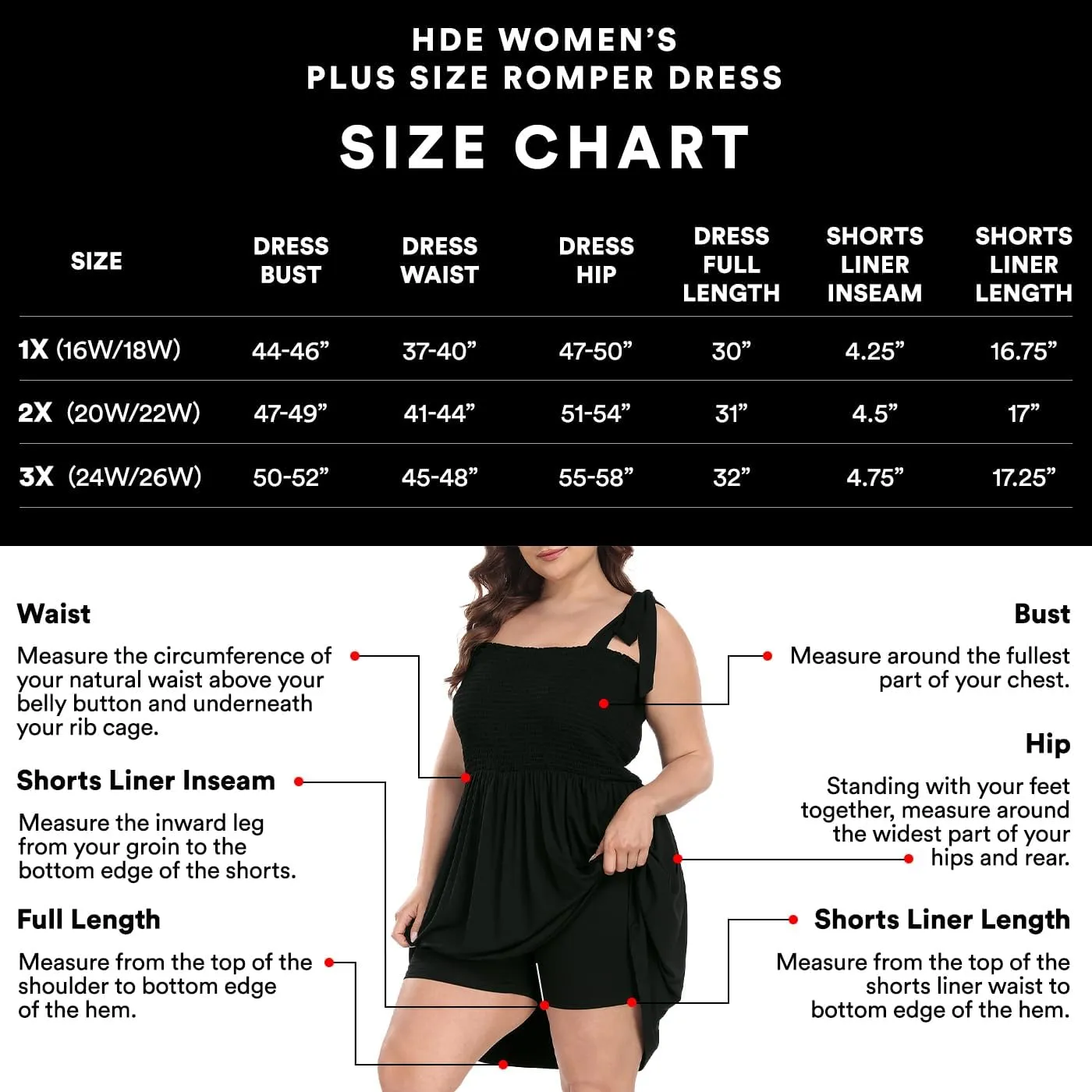 HDE Womens Plus Size Romper Dress with Built in Shorts Tie Shoulder Summer Dress